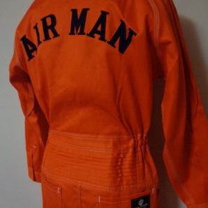 良品 SUN ASAHI サンアサヒ つなぎ 作業服 AIRMAN エアマン LLサイズ メンズ オレンジ 北越工業の画像2