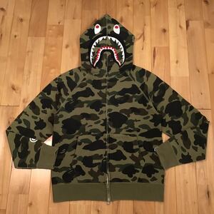 1st camo green シャーク パーカー Mサイズ shark full zip hoodie a bathing ape BAPE エイプ ベイプ アベイシングエイプ 迷彩 i805