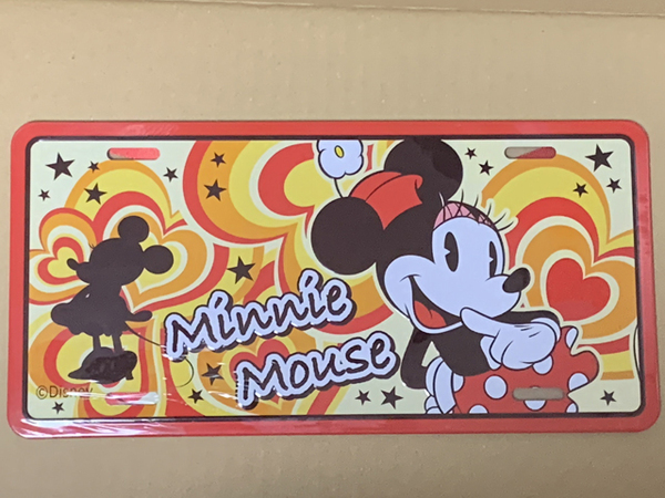 Disney キャラプレート ミニー Minnie Mouse 看板 ナンバープレート ディスプレイ レトロ レア