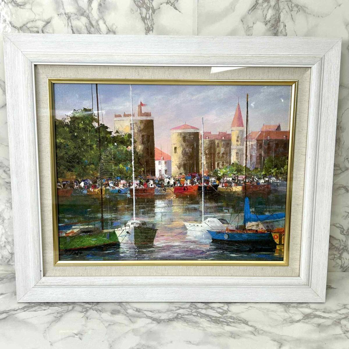 純正ファッション 297 絵画 油彩 油絵 風景画 渡部ひでき ベニス 港町