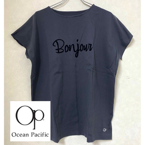 新品 L ★ Op オーシャンパシフィック レディース 半袖 ロゴ Tシャツ グレー Ocean Pacific オーバーサイズ ビッグ ゆったり アメカジ