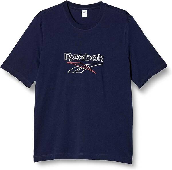 新品 M ★ Reebok リーボック クラシックス ベクター Tシャツ IYP64 ネイビー ロゴ刺繍 半袖 定番 ビッグロゴ メンズ レディース 黒