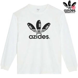 【azides白M】アジデスロングTシャツ おもしろロンT 長袖 魚釣り プレゼント 新品　送料無料