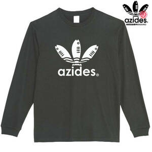 【azides黒L】アジデスロングTシャツ おもしろロンT 長袖 魚釣り プレゼント 新品　送料無料