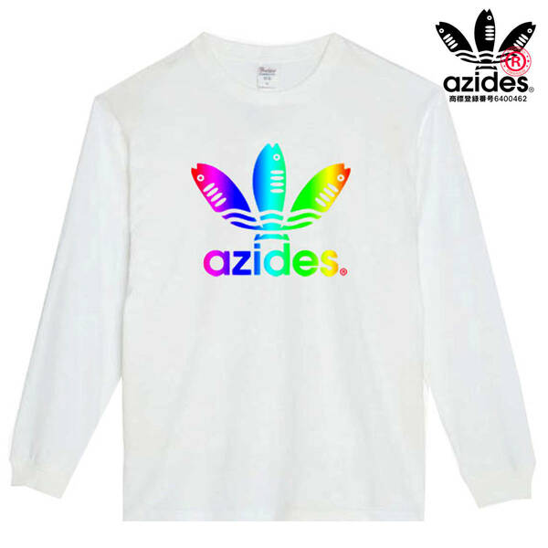 【azides白3XL】アジデスグラデロングTシャツ おもしろロンT 長袖 魚釣り プレゼント 新品　送料無料