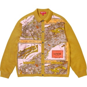 【新品】23AW Supreme Silk Map Cardigan Lサイズ Mustard マスタード シュプリーム カーディガン