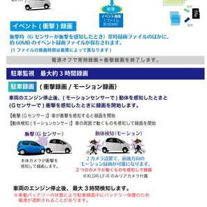 ★WATEX●駐車監視録画付●前後2カメラ●フルハイビジョン200万画素●GPS●ナイトビジョン●microSD 32GB●ドライブレコーダー★XLDR-LF-Rの画像2