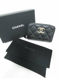 【送料込】[未使用品]　CHANEL　シャネル　ジップコインパース　小銭入れ　コインケース　黒ブラック　ブランドロゴ入り　仕切2個 /n950544