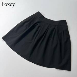 FOXEY NEW YORK フォクシーニューヨーク ダブルタックスカート フレアスカート 膝丈スカート ブラック フォーマル　オンオフ兼用