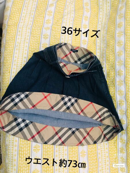 美品本物バーバリーBurberry上質コットン混デニムスカート☆おしゃれ品