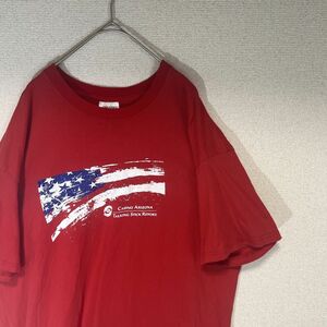 ビックサイズ プリントtシャツ アメリカ 国旗 半袖 赤 usa 2xl USA製