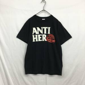 KZ1079★ANTIHERO : JEFF GROSSO ロゴプリントTシャツ★S★黒 ジェフグロッソ アンタイヒーロー アンチヒーロー