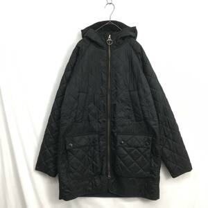 KZ6686★Barbour : HOODED POLAR 裏フリース キルティングコート★40★黒 バブアー