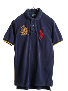 ビッグポニー ■ ポロ ラルフローレン 鹿の子 半袖 ポロシャツ ( メンズ S ) POLO 半袖シャツ ポニー刺繍 ラガーシャツ タイプ ラグビー 紺