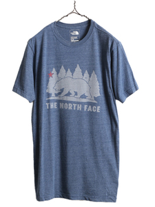 ■ ノースフェイス ベアー グラフィック イラスト プリント 半袖 Tシャツ メンズ M The North Face アウトドア アニマル アート 霜降り 紺