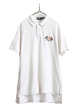 大きいサイズ XXL ■ ポロ ラルフローレン 鹿の子 半袖 ポロシャツ メンズ 2XL / POLO 半袖シャツ カスタムフィット コットン 白 フラッグ_画像7