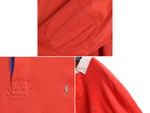 90s ■ ポロ ラルフローレン 長袖 ラガー シャツ メンズ M 90年代 オールド POLO ラグビーシャツ ワンポイント ヘビーウェイト 赤 オレンジ_画像4