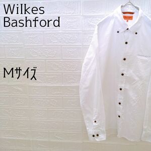 《Wilkes Bashford》ウィルクスバッシュフォード　メンズ　長袖ボタンダウンシャツ　オフホワイト　Mサイズ