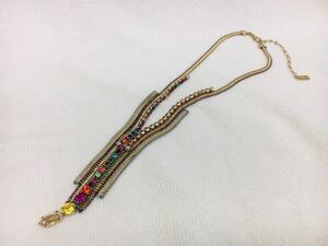 z0823-39 ★ 未使用 SATELLITE PARIS アクセサリー ネックレス 金属 ゴールド系 保管品 長さ: 約29cm