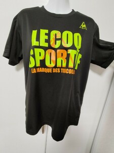 Mサイズ 167〜173 le coq sportif ルコック△ポリエステル100％ 半袖Ｔシャツ／黒 黒地にロゴ