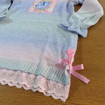 ☆新品☆絵子猫ECONECO☆長袖レースニットワンピース☆110㎝☆女の子用☆パープル☆No.1266_画像2