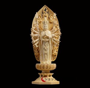 新入荷 仏教美術 千手観音菩薩 精密彫刻 仏像 手彫り 木彫仏像 仏師手仕上げ品