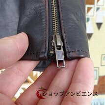 レザージャケット 上品　アメカジ　本革 イタリア馬革　ユーズド加工　茶芯ホースハイド　1.3mm ライダースジャケット 　革ジャン Ｓ～5XL_画像10