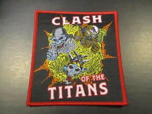 CLASH OF THE TITANS embroidery patch badge slayer megadeth testament red frame / Suicidal Tendencies Alice in Chains metallica motorhead