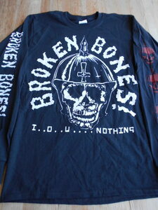 BROKEN BONES 長袖 Tシャツ I..O..U....Nothing 黒S ロンT / discharge sacrilege concrete sox amebix disorder chaos uk