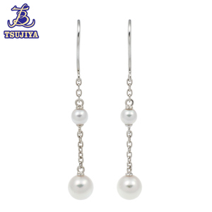 ★美品★MIKIMOTO ミキモト　アコヤパール　フックピアス　長さ46cm　35.3g　パール7-7.5mm　K18WG　中古A【辻屋質店J1892】