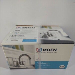 【送料無料】Moen WS84667SRN Caldwell 2ハンドル 浴室用蛇口ハイアーク 洗面所シンクセンターセットスポットレジスタントつや消しニッケル