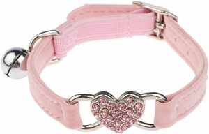  cat collar length adjustment possibility neck strap bell attaching pink ;ZYX000205;