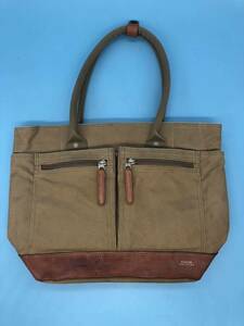 [A8021O129] Porter PORTER/ Yoshida bag tote bag coating canvas × leather beige × Brown bag dressing up 