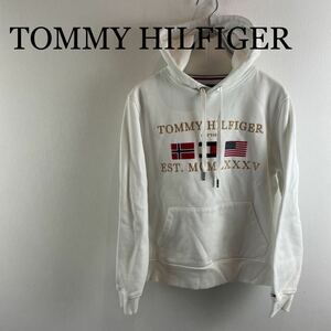 TOMMY HILFIGER スウェットパーカー フーディー ホワイト 白 刺繍M