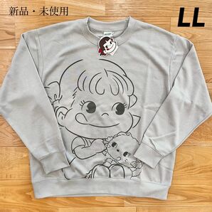 【LL】ペコちゃん&ラブリーキャティ　長袖トレーナー　レディース●スウェット　ルームウェア　大きいサイズ　ねこ　不二家/カーキ