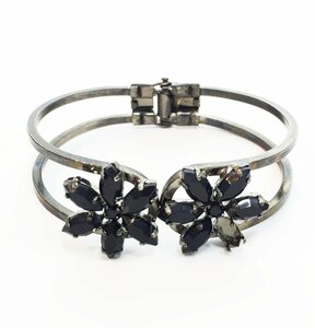 ◆EMPORIO ARMANI エンポリオ アルマーニ フラワーモチーフ ブレスレット レディース グレー×ブラック バングル アクセサリー 6BC/88638