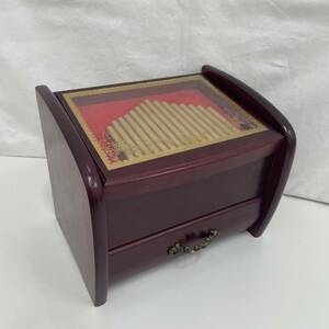 #7091 Sankyo サンキョー ミュージックボックス ある愛の詩 ジュエリーボックス アンティーク 木製 リングケース 現状品
