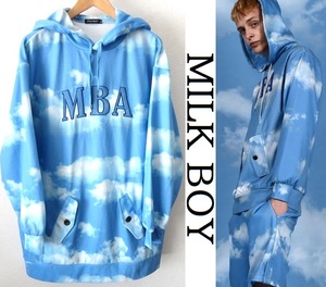 MILK BOY: Milkboy /. pattern empty pattern oversize pull over Parker / light blue /Lsize/ man and woman use unisex 