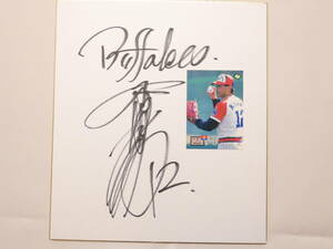 Art hand Auction 1064★Handwritten autograph colored paper★ISAO KOHDA Isao Koda Buffaloes pasted on card colored paper, baseball, Souvenir, Related goods, sign