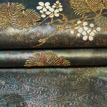 袋帯 草木染 色漆箔 三越 瀞に松葉模様 金糸 帯 正絹 中古 リサイクル着物 フォーマル 着物 和服 仕立て上がり 京都きもの天陽_画像3