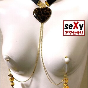 【ハンドメイド】seXyアクセサリ★チョーカー&ニップルリング SCN056