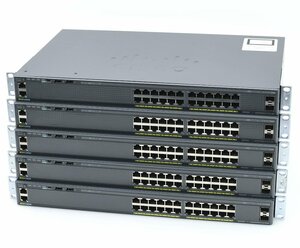 【5台セット】Cisco Catalyst WS-C2960X-24TS-LL V03 24ポート1000BASE-T 2ポートSFPスロット搭載 C2960X-UNIVERSALK9-M Ver.15.0(2)EX5