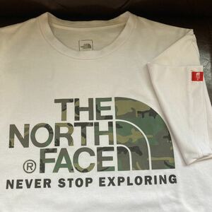 THE NORTH FACE ザノースフェイス ロゴTシャツ半袖 ホワイト×カモフラ 迷彩 sizeS 吸水速乾性