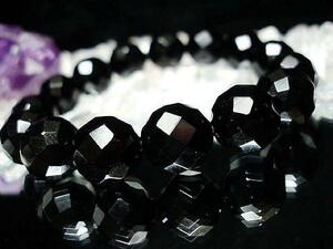 天然石魔除け天然石4Aオニキス64面カット約14ミリ15粒ブレス数珠プライム