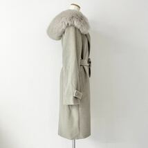 ◯18L16《美品》Max Mara STUDIO マックスマーラスタジオ シルク混フード付ウールコート サイズ42 グレー レディース 秋冬 羽織 上着_画像3