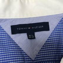 【送料無料】TOMMY HILFIGER長袖シャツ　青チェック柄×白　メンズ16 1/2サイズ　クレリックシャツワイシャツトミーヒルフィガー_画像9