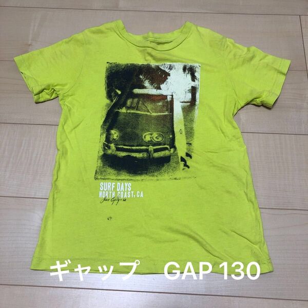 ギャップ GAP グリーン 黄緑 プリント Tシャツ 半袖 キッズ 130