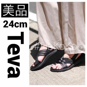 美品　SLOBE IENA スローブイエナ Teva テバ ボヤストラッピー サンダル ブラック 24