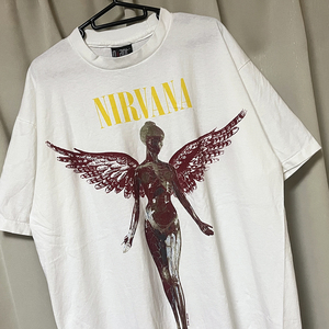 XL NIRVANA ニルヴァーナ IN UTERO グランジ ロック バンド Tシャツ 新品 カートコバーン 白（90s ビンテージ Giant USA製 アメリカ製）