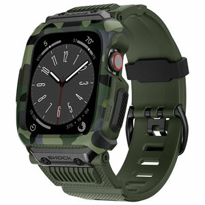 [ high quality ]Apple Watch 42mm 44mm 45mm correspondence iWatch military band + case green flora camouflage search :Ultra series3/4/5/6/7/8/SE